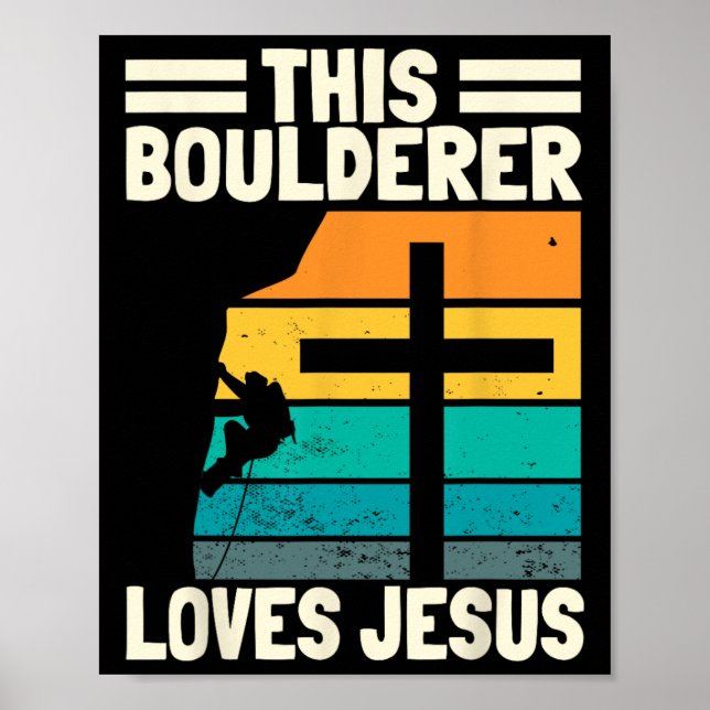 Bouldering Christen Kletterer Boulderer Künstlich Poster (Vorne)