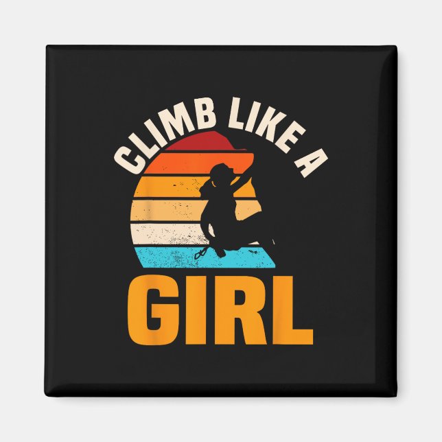 Bouldering-Mädchen Retro Vintage Kletterin Boulder Magnet (Vorne)