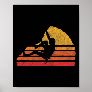 Bouldering Retro Rock Climbing 80er Sonne bedrängt Poster