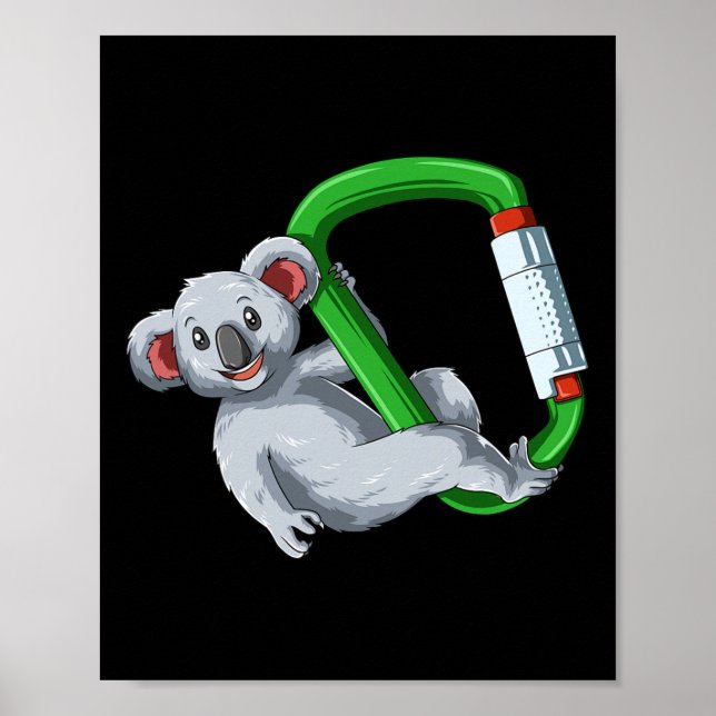 Bouldering Rock Climbing Carabiner Koala  Poster (Vorne)