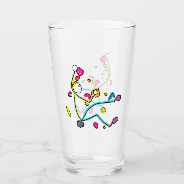 Bouldering Stickman Glas (Vorderseite)
