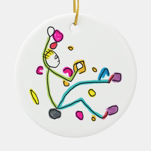 Bouldering Stickman Keramik Ornament (Vorne)