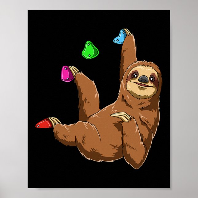 Bouldering- und Rock Climbing-Faultier  Poster (Vorne)