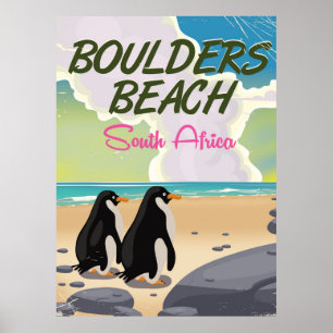 Boulders Beach South African Cartoon Reise poser Poster