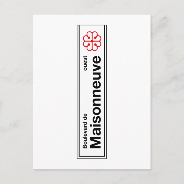 Boulevard de Maisonneuve, Montreal Street Sign Postkarte (Vorderseite)