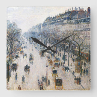 Boulevard Montmartre von Pissaro Acrylic Wall Cloc Quadratische Wanduhr