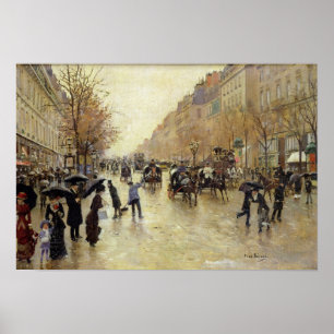 Boulevard Poissonniere in the Rain, c.1885 Poster