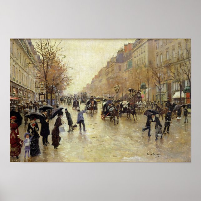 Boulevard Poissonniere in the Rain, c.1885 Poster (Vorne)