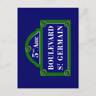 Boulevard Saint-Germain, Paris Street Sign Postkarte