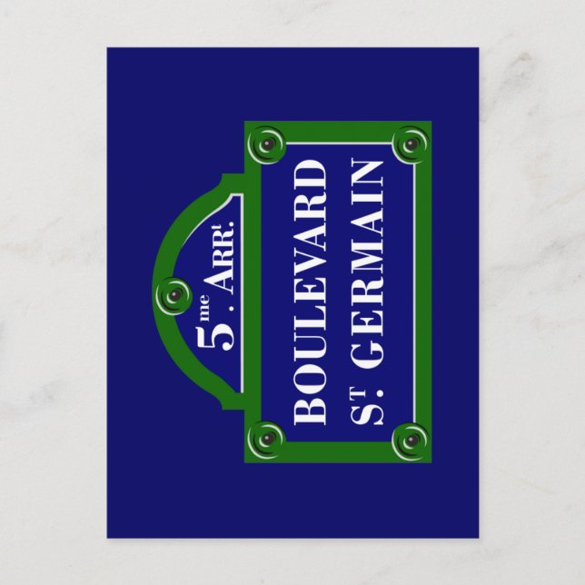 Boulevard Saint-Germain, Paris Street Sign Postkarte (Vorderseite)