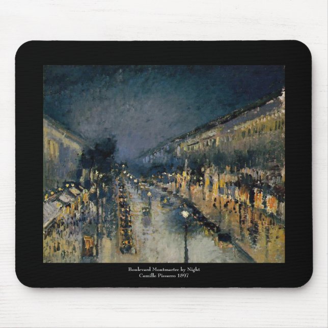 Boulevarde Montmartre am Abend ~ Camille Pissarro Mousepad (Vorne)