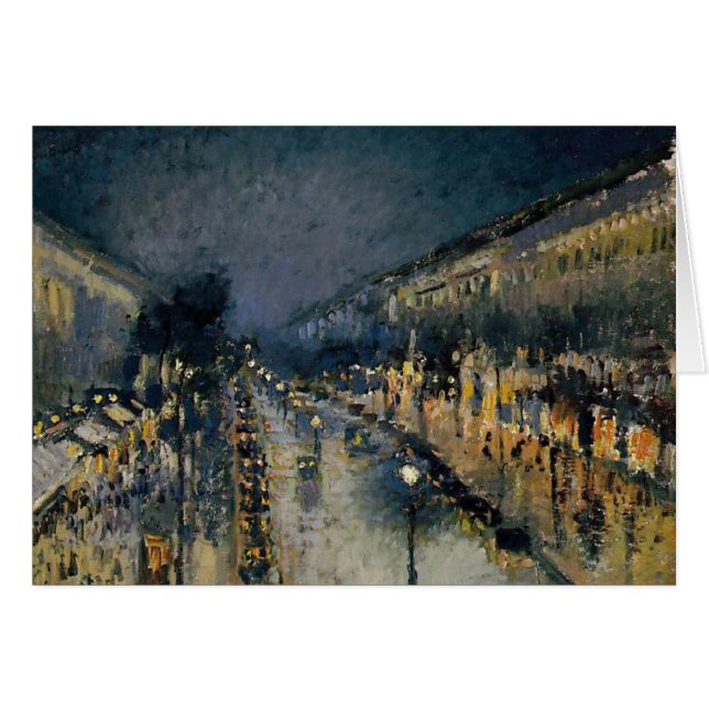 Boulevarde Montmartre in Night ~ Camille Pissarro (Vorderseite (Horizontal))