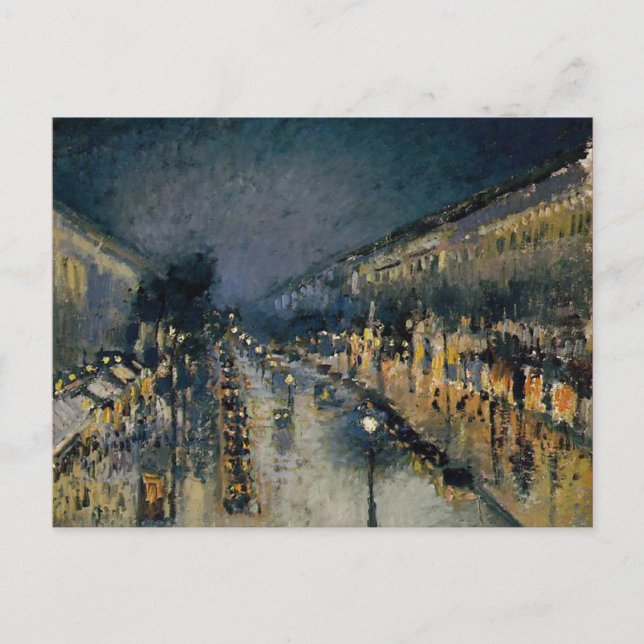 Boulevarde Montmartre in Night ~ Camille Pissarro Postkarte (Vorderseite)