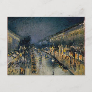Boulevarde Montmartre in Night ~ Camille Pissarro Postkarte