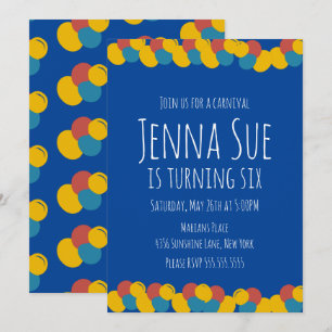 Bounce Ball Dots Karneval Geburtstag Einladung