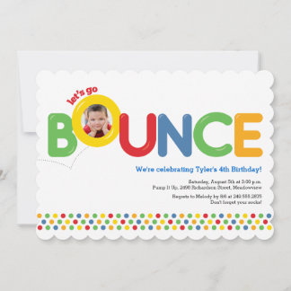 Bounce House Birthday Party Foto Red Blue Green Einladung