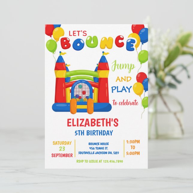 Bounce House Birthday Party Invitations Einladung (Stehend Vorderseite)