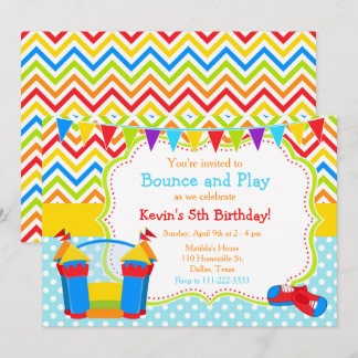 Bounce House Bouncy Castle Birthday Blue Einladung