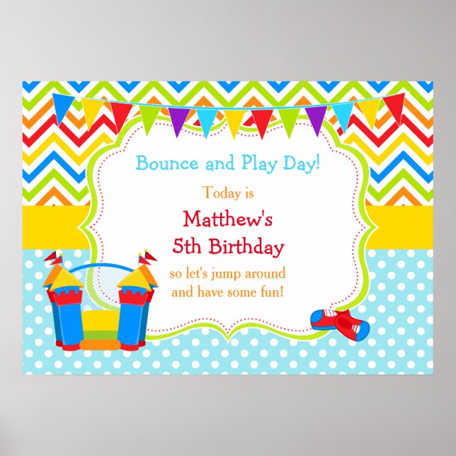 Bounce House Bouncy Castle Birthday Boy Poster (Vorne)