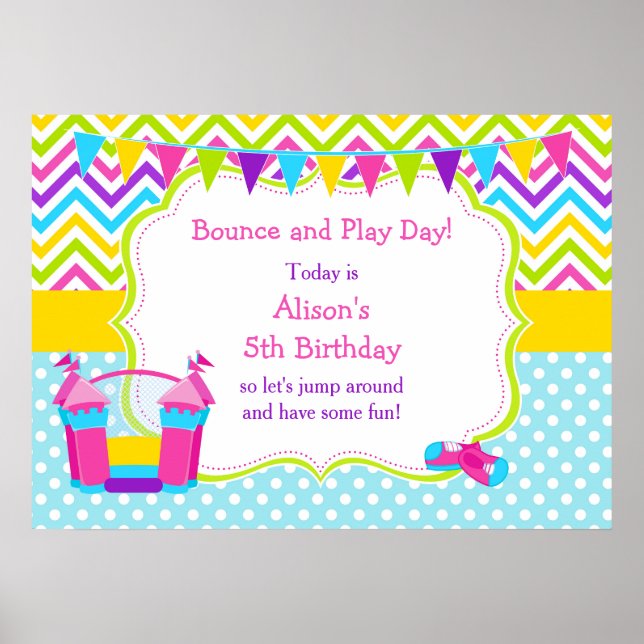 Bounce House Bouncy Castle Birthday Girl Poster (Vorne)