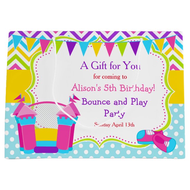 Bounce House Bouncy Castle Birthday Girl Vielen Da Große Geschenktüte (Vorderseite)