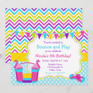 Bounce House Burg Bouncy Birthday Pink Einladung