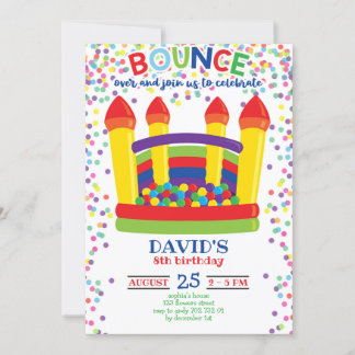 Bounce House Colorful Boy Birthday Party Einladung