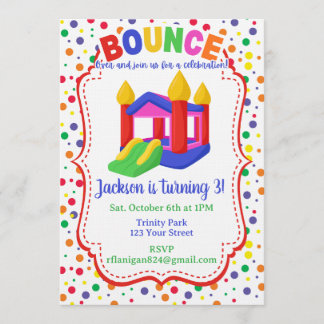Bounce House Colorful Rainbow Birthday Party  Einladung