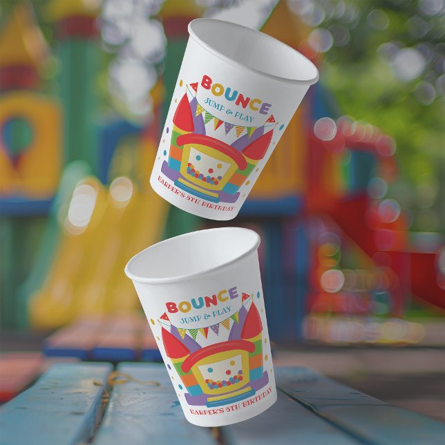 Bounce House Geburtstag Pappbecher (Let our rainbow bounce house paper cups, help take your little one’s big day to new heights.)