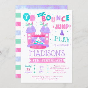Bounce House Jump Birthday Einladungen für Mädchen