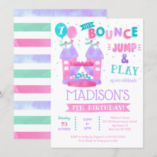 Bounce House Jump Birthday Einladungen für Mädchen