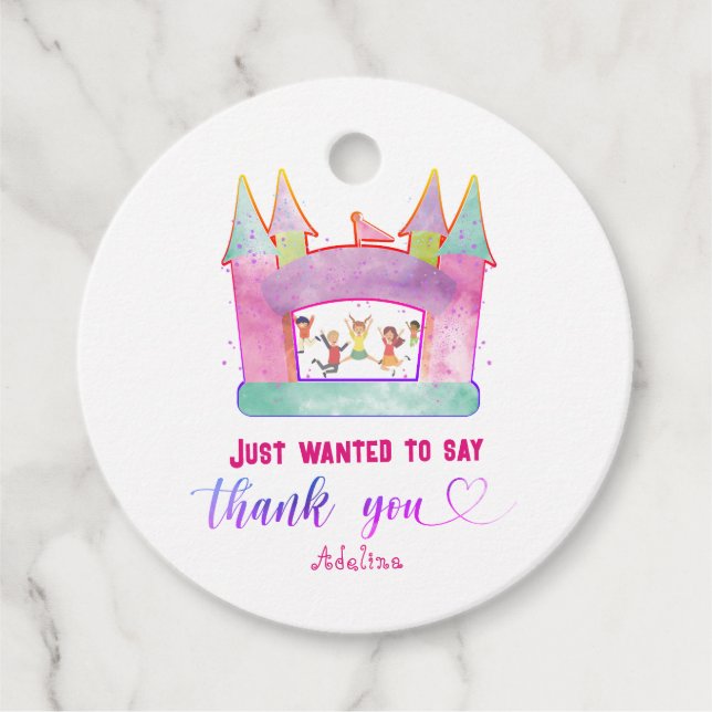 Bounce House Jump Play Gymnastik Kindergeburtstag Geschenkanhänger (Vorderseite)