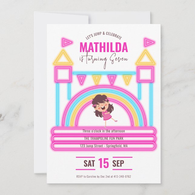 Bounce House Jump Trampolin Party Kindergeburtstag Einladung (Vorderseite)