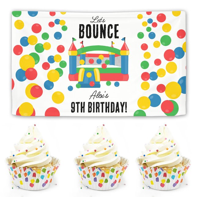 Bounce House Jumping Casting Kindergeburtstag Part Banner (Bounce House Jumping Castle Kids Birthday Party Banner)