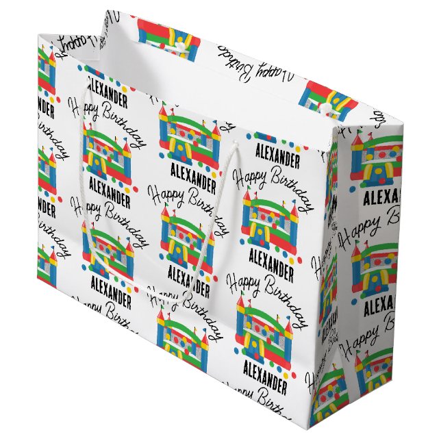 Bounce House Jumping Castle Ball Kids Name Große Geschenktüte (Vorderseite Schrägansicht)