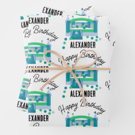 Bounce House Jumping Castle Geburtstag Name Kinder Geschenkpapier Set