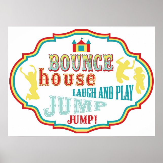 Bounce House Sign Carnival Circus Geburtstag Poster (Vorne)