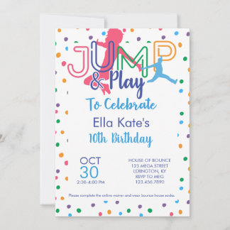 Bounce House Trampoline Jump Geburtstag Party Invi Einladung