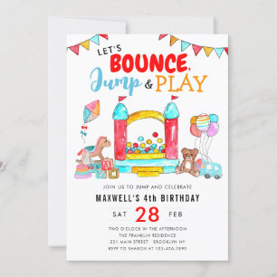 Bounce Jump Play Kids Trampolin Park Geburtstag Einladung