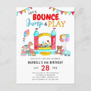 Bounce Jump Play Kids Trampolin Park Geburtstag Postkarte