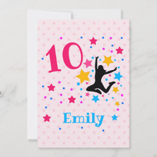 Bounce Jump Trampolin Geburtstags-Girl-Party   Einladung