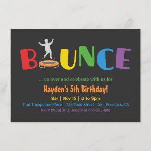 Bounce Trampolin Kinder Geburtstags Einladungen