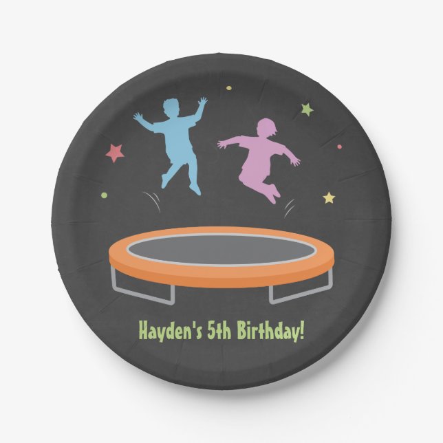 Bounce Trampoline Kids Birthday Party Supplies Pappteller (Vorderseite)