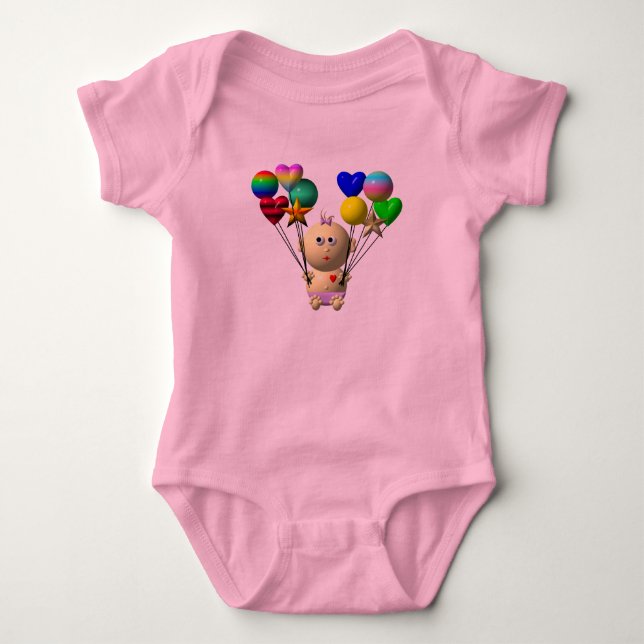 BOUNCING BABY MIRL MIT 10 BALLOONS STRAMPLER (Vorderseite)