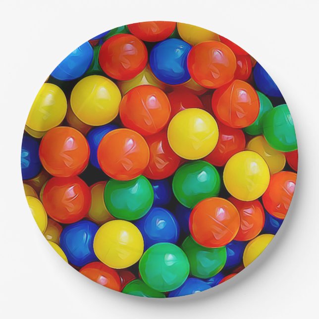 Bouncy Balls Ball Pit themed Birthday Party Pappteller (Vorderseite)