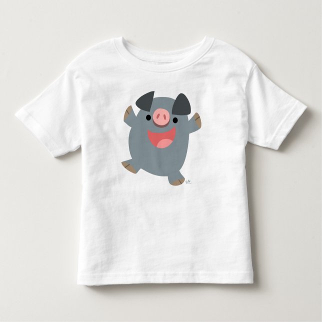 Bouncy Cartoon Pig Kinder T - Shirt (Vorderseite)