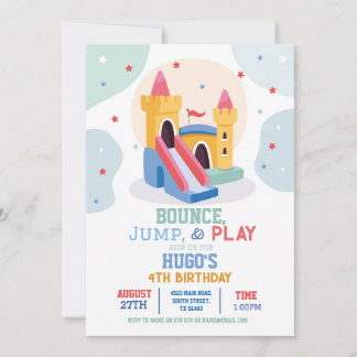 Bouncy Castle Birthday Party Jump Bounce House Einladung