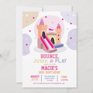 Bouncy Castle Birthday Party Pink Bounce House Einladung