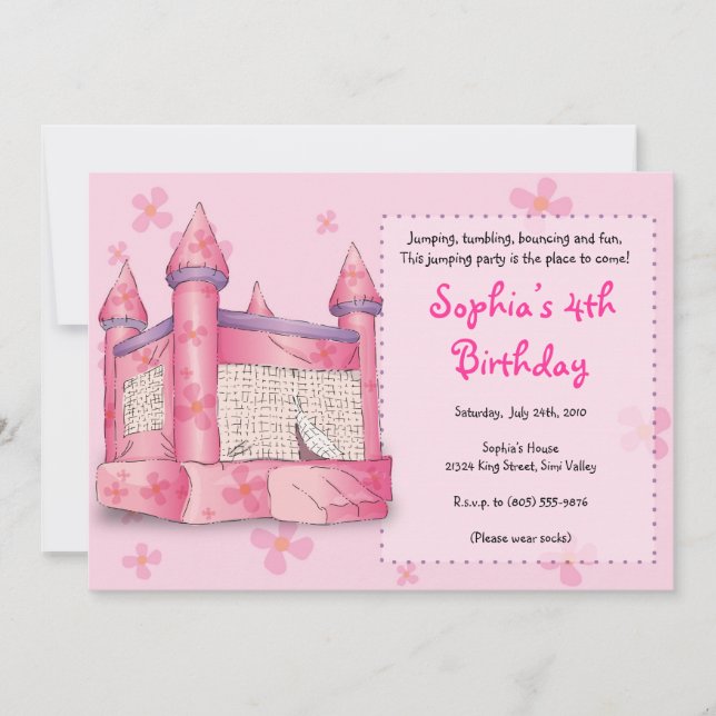 Bouncy Fun - für Mädchen! Einladung (Vorderseite)