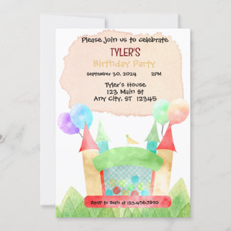 Bouncy House Birthday Party Invitation Einladung